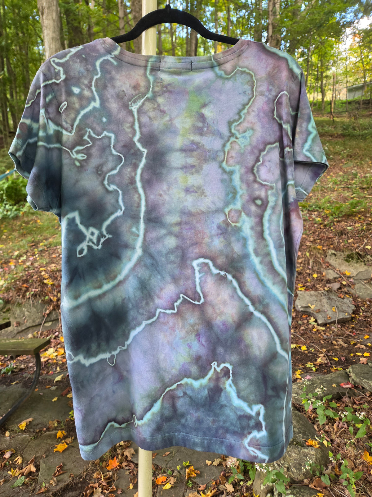 Ice-Dyed Women’s Large V-Neck T-Shirt — One of a Kind