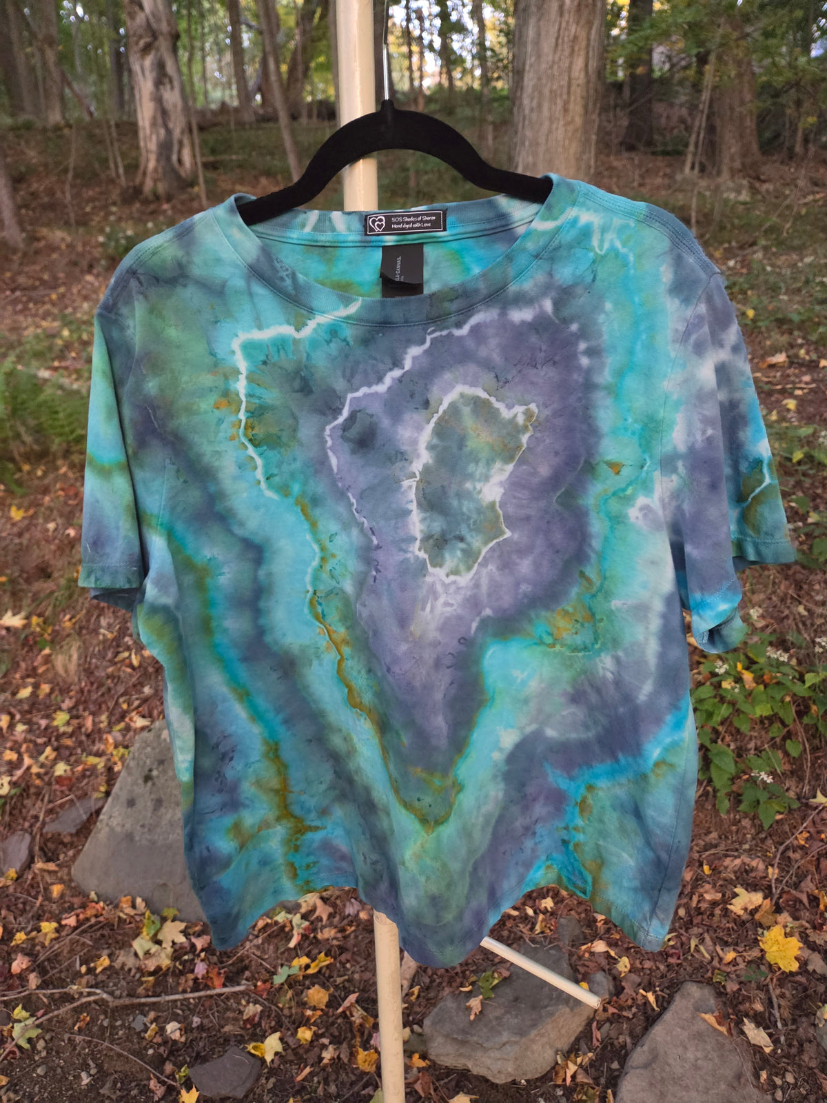 Ice-Dyed Women’s Large T-Shirt — Garment-Dyed 100% Cotton — One of a Kind