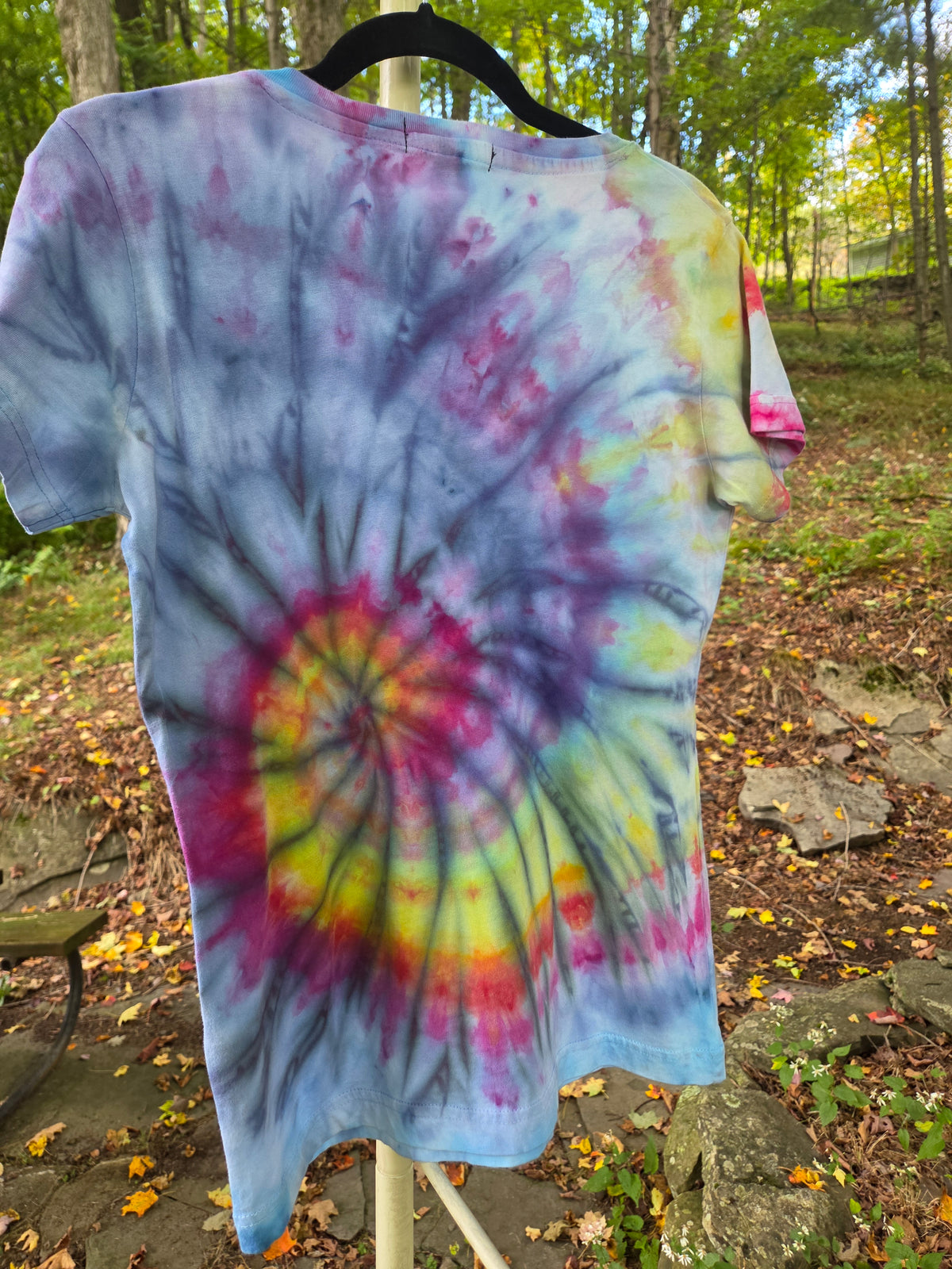 Ice-Dyed Women’s Medium V-Neck T-Shirt — One of a Kind