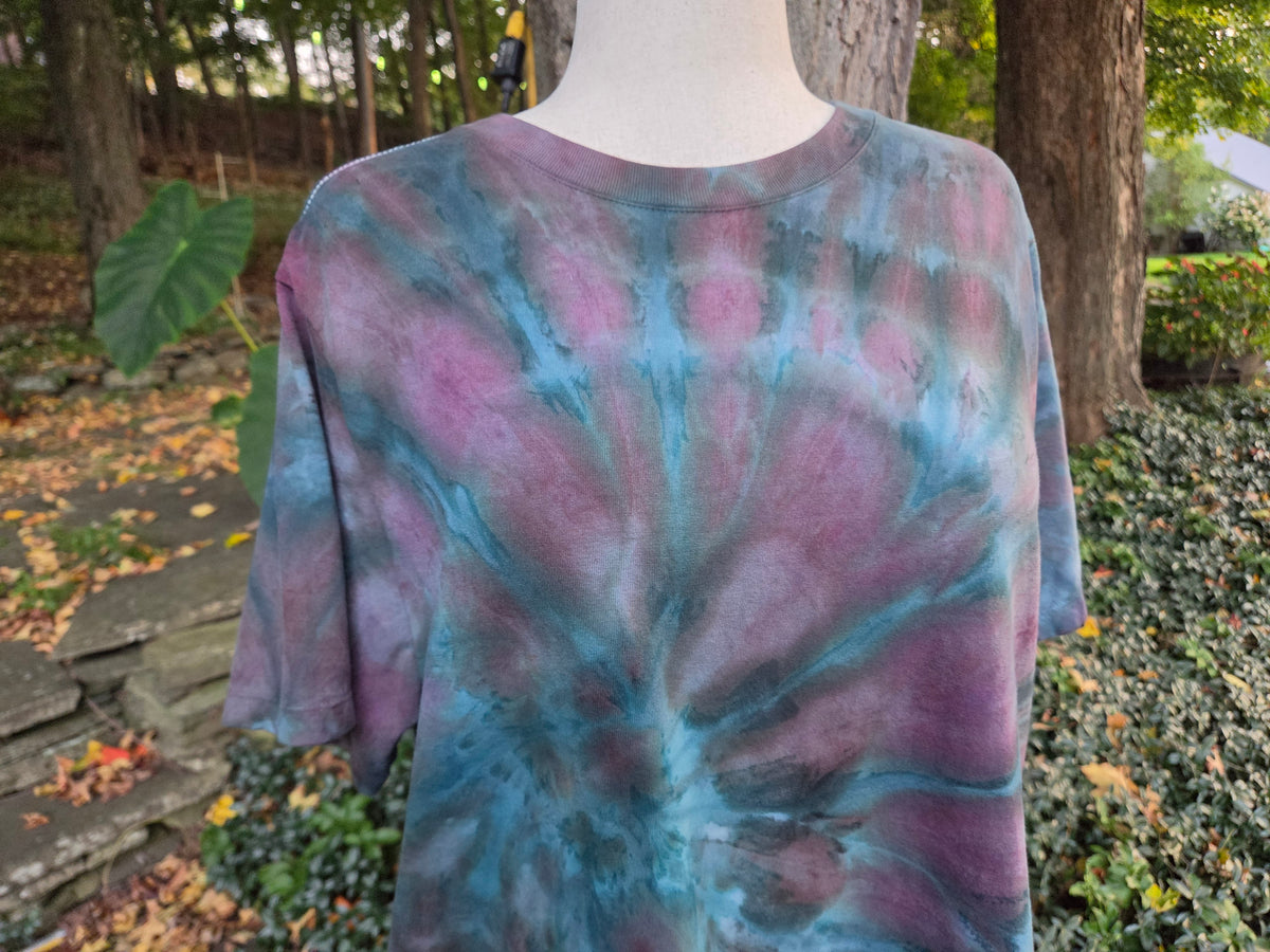 Ice-Dyed Women’s 2XL Boxy T-Shirt — Garment-Dyed 100% Cotton — One of a Kind