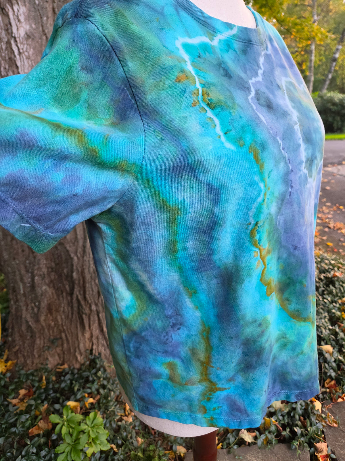 Ice-Dyed Women’s Large T-Shirt — Garment-Dyed 100% Cotton — One of a Kind
