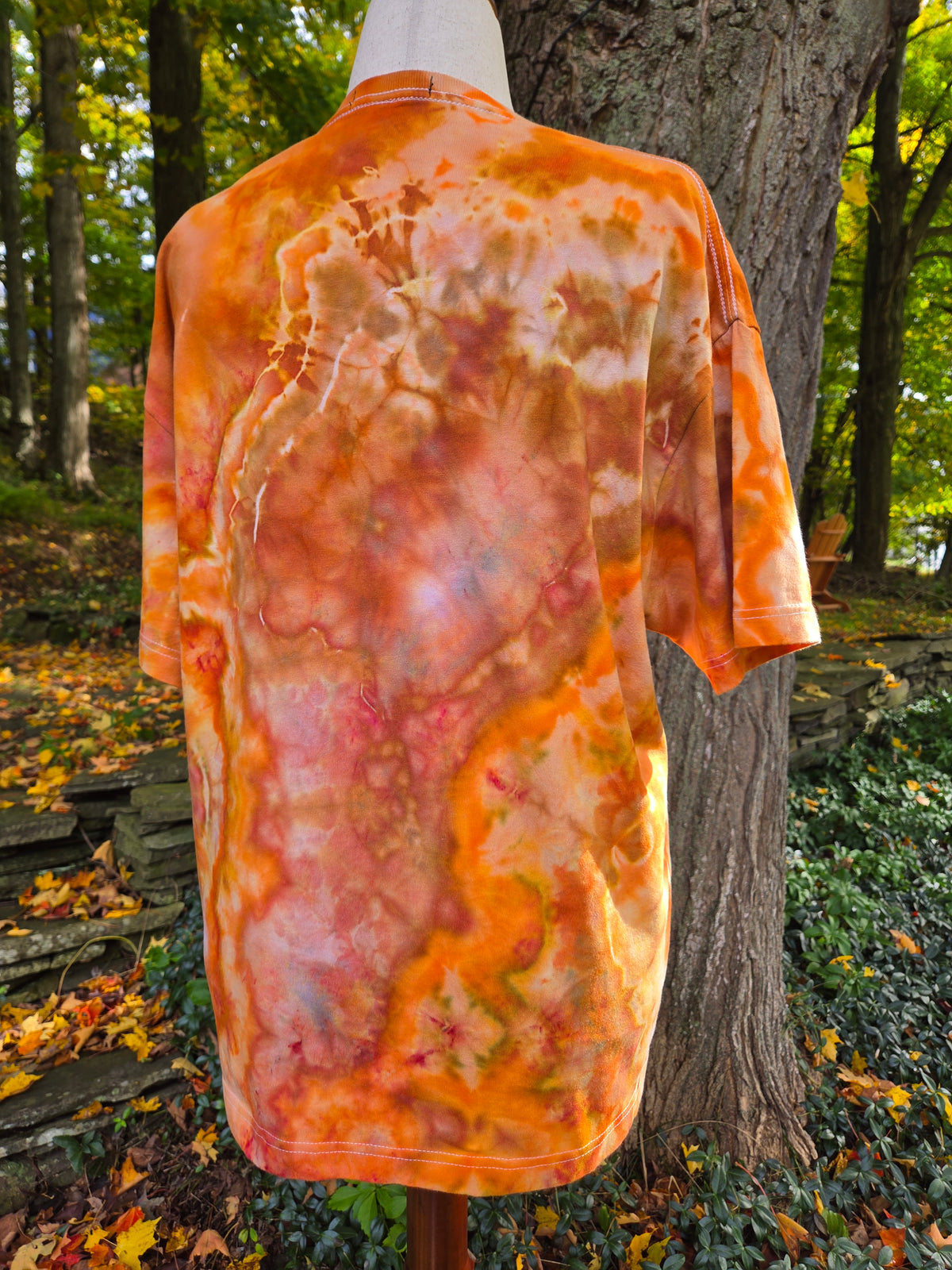Ice-Dyed Unisex Relaxed Crew Neck T-Shirt — Autumn Ember — One of a Kind