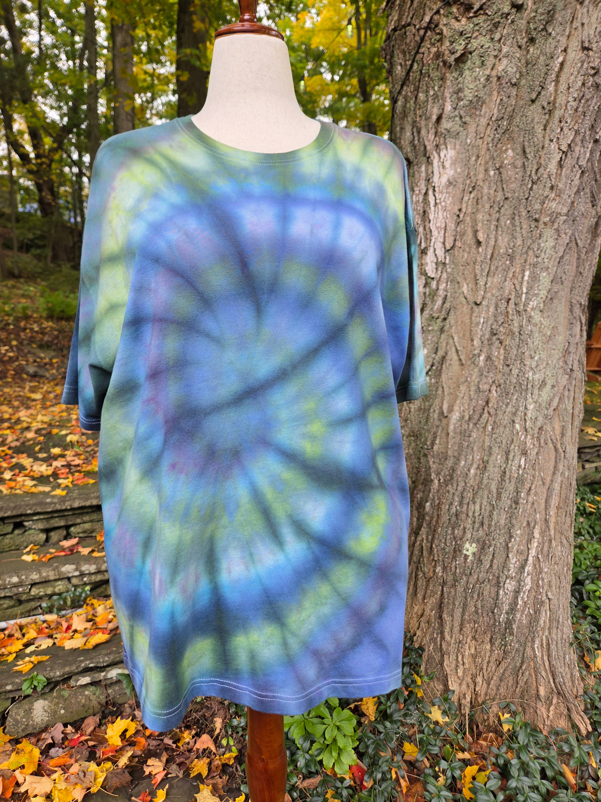 Ice-Dyed Unisex Extra Large T-Shirt — Spiral — One of a Kind