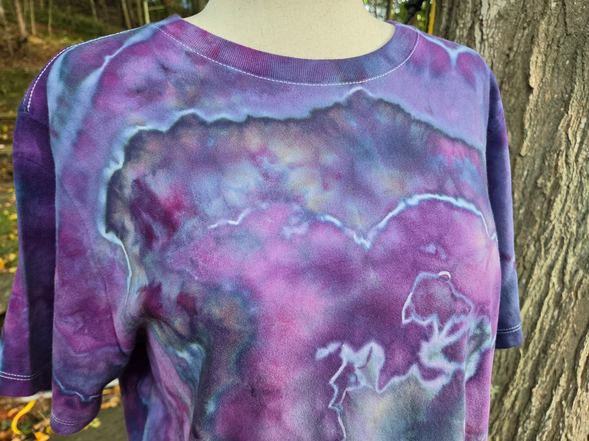 Ice-Dyed Women’s XLarge Boxy T-Shirt — Wide Crew Neck — One of a Kind