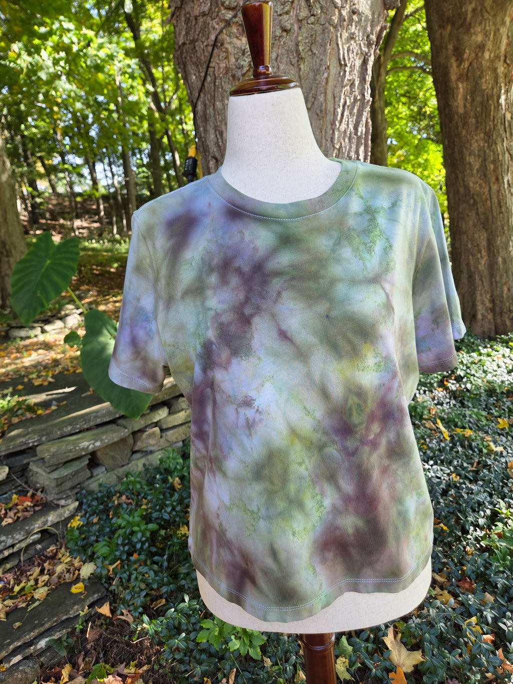 Ice-Dyed Women’s Large Boxy T-Shirt — Wide Crew Neck — One of a Kind