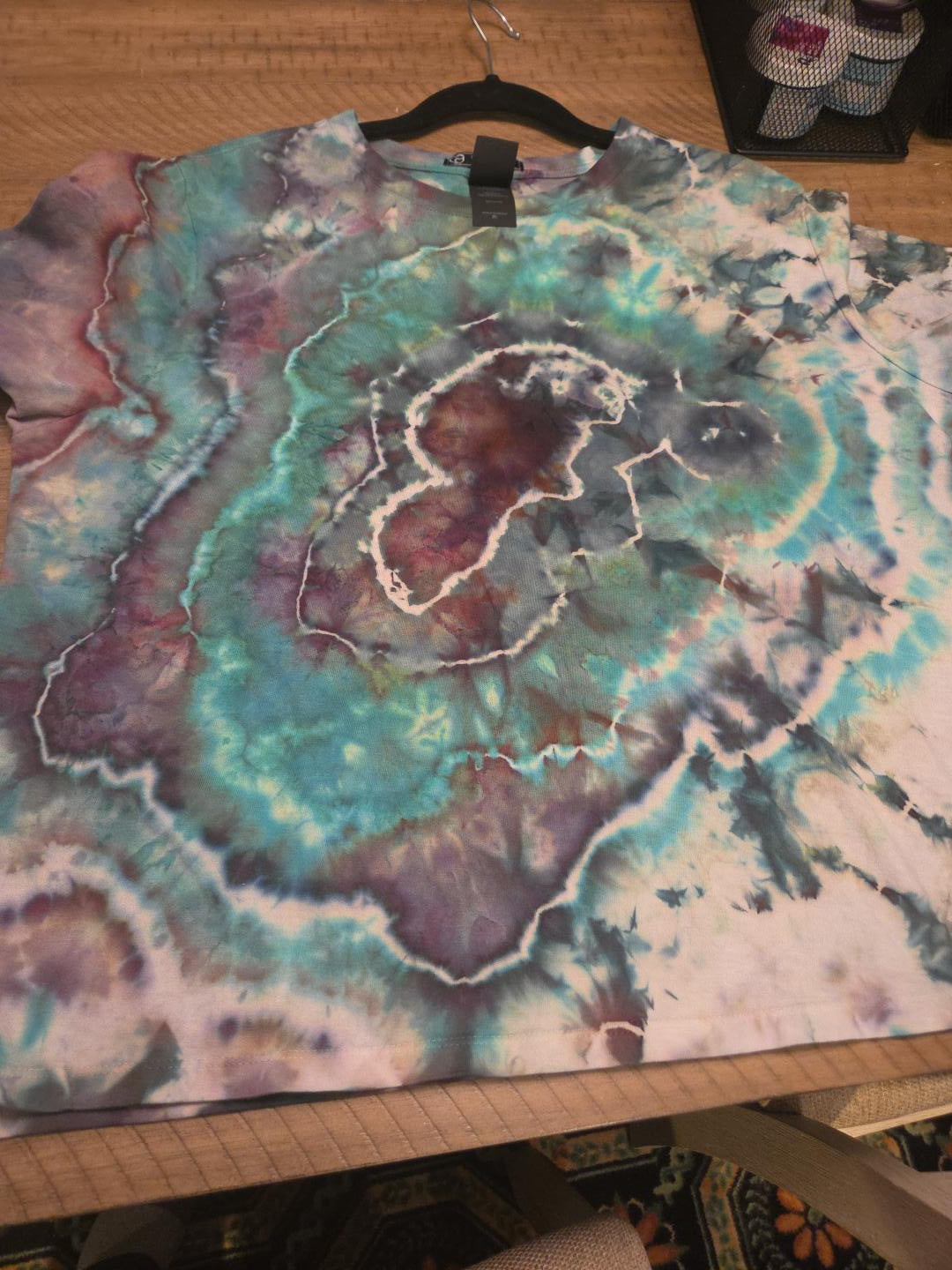 Ice-Dyed Women’s XL Boxy T-Shirt — Garment-Dyed 100% Cotton — One of a Kind