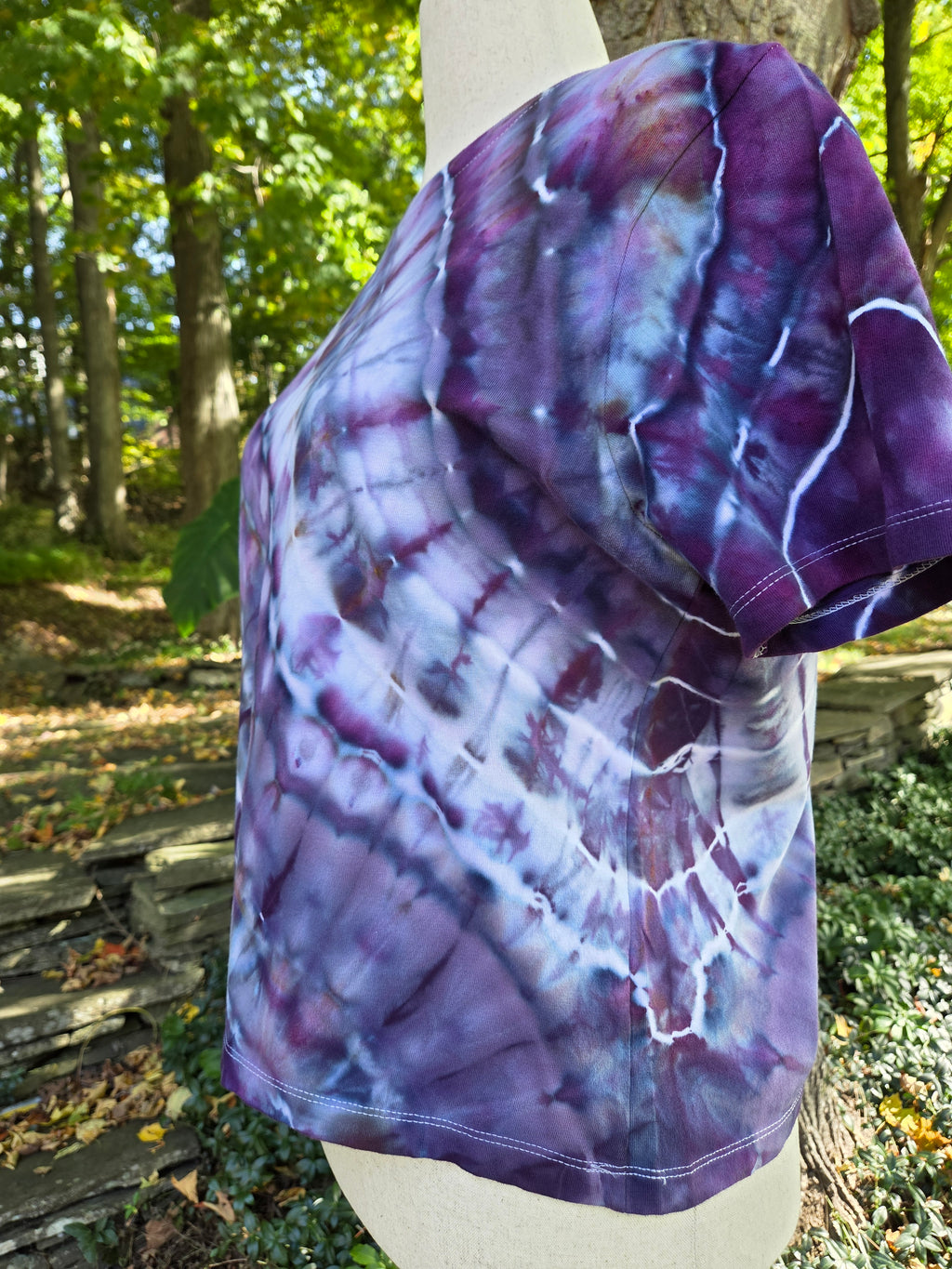 Ice-Dyed Women’s Large Boxy T-Shirt — Wide Crew Neck — One of a Kind