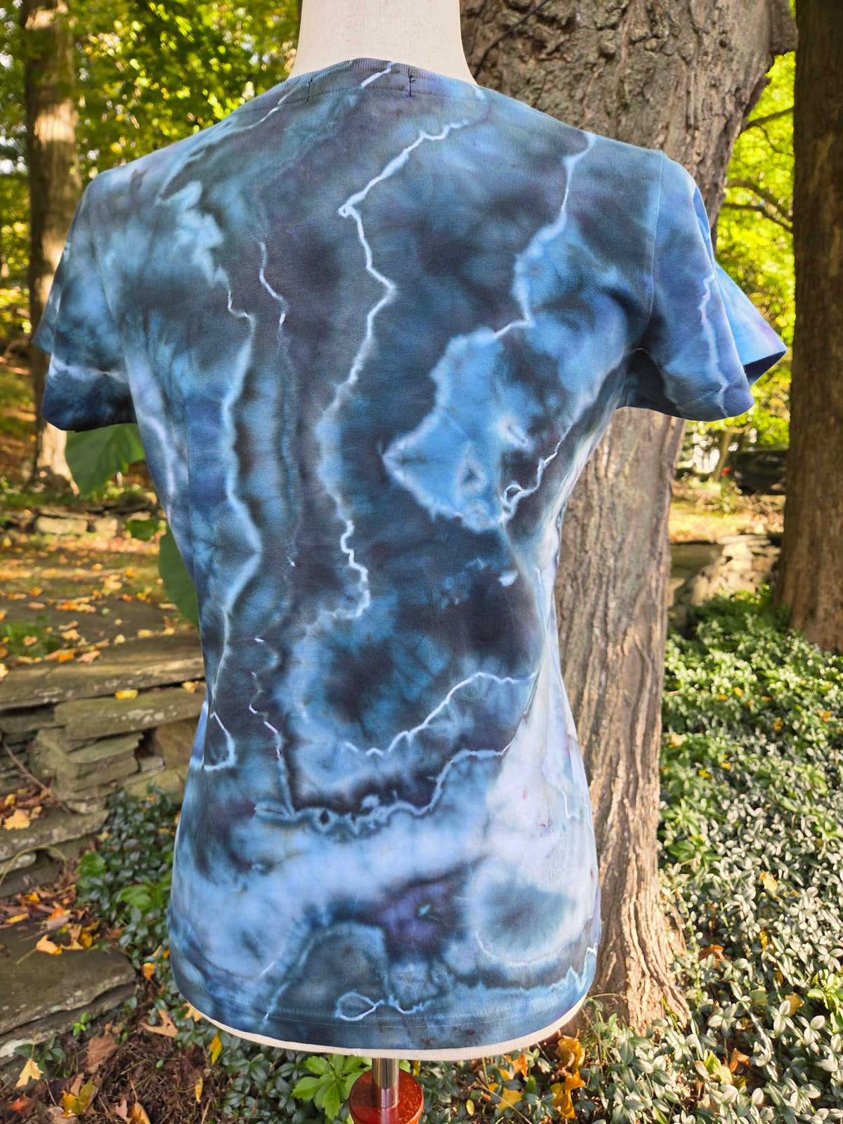 Ice-Dyed Women’s Small V-Neck T-Shirt — One of a Kind