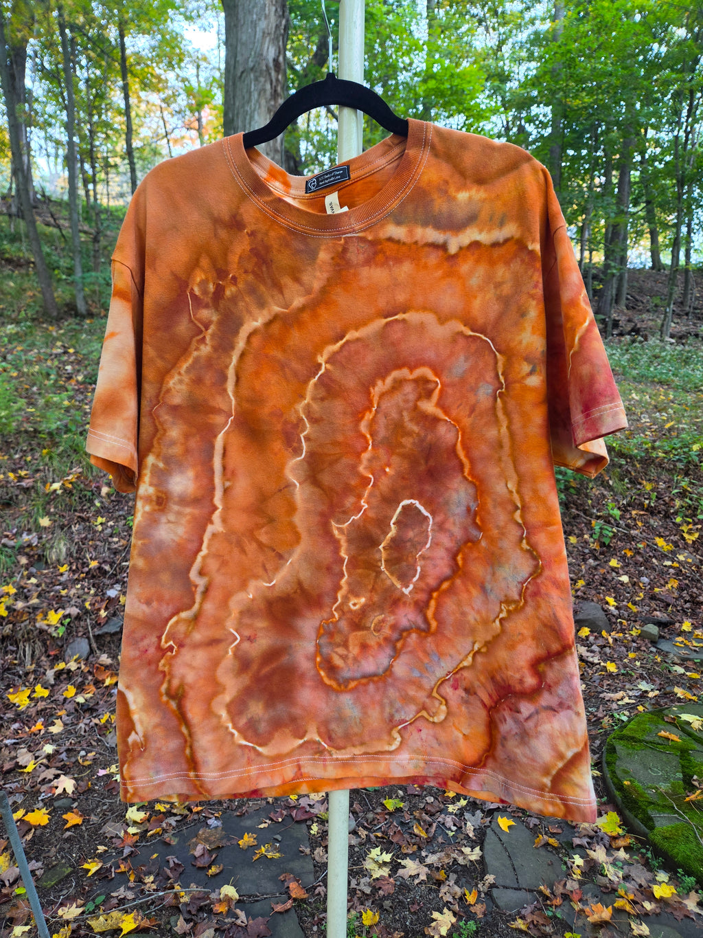 Ice-Dyed Unisex Relaxed Crew Neck T-Shirt — Autumn Ember — One of a Kind
