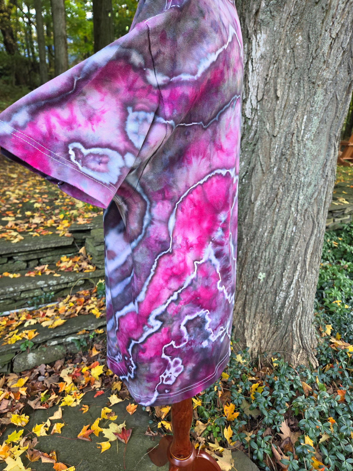 Ice-Dyed Unisex Relaxed Crew Neck T-Shirt — Stormy Rose — One of a Kind