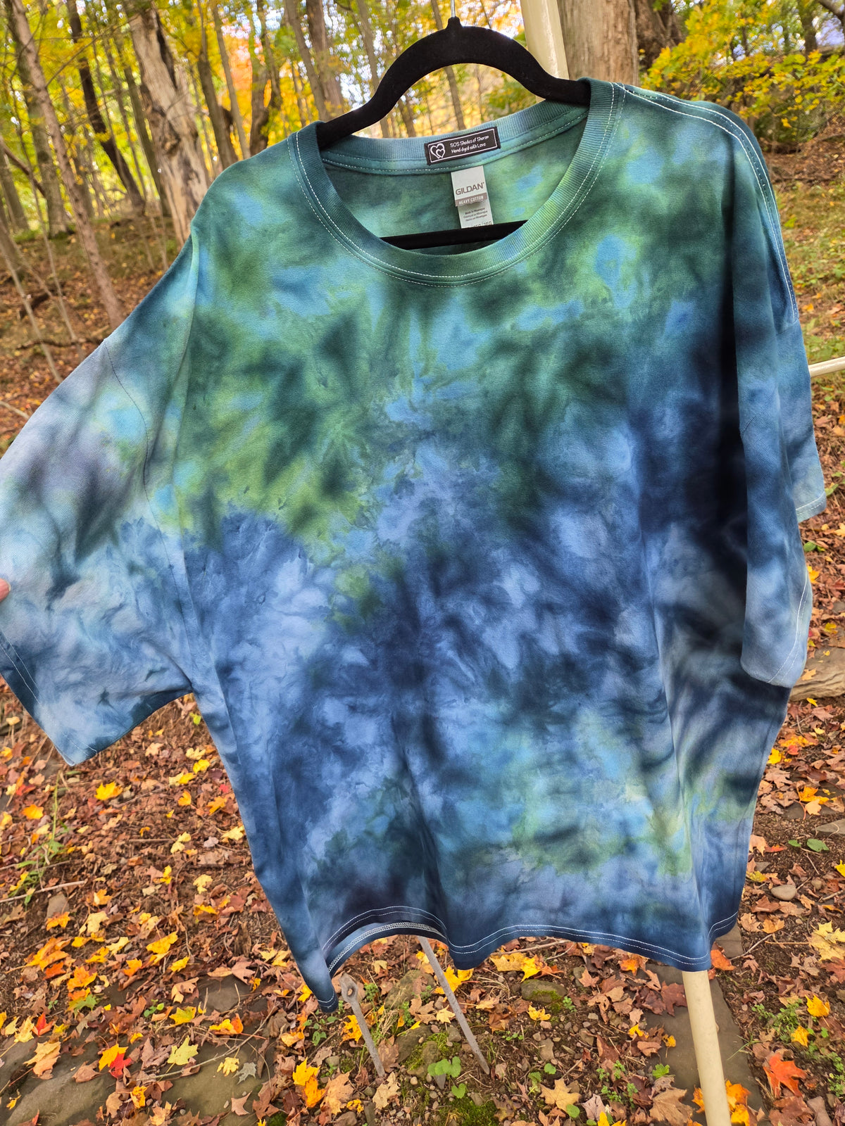 Ice-Dyed Unisex 3XL T-Shirt — Misty Evergreen — One of a Kind