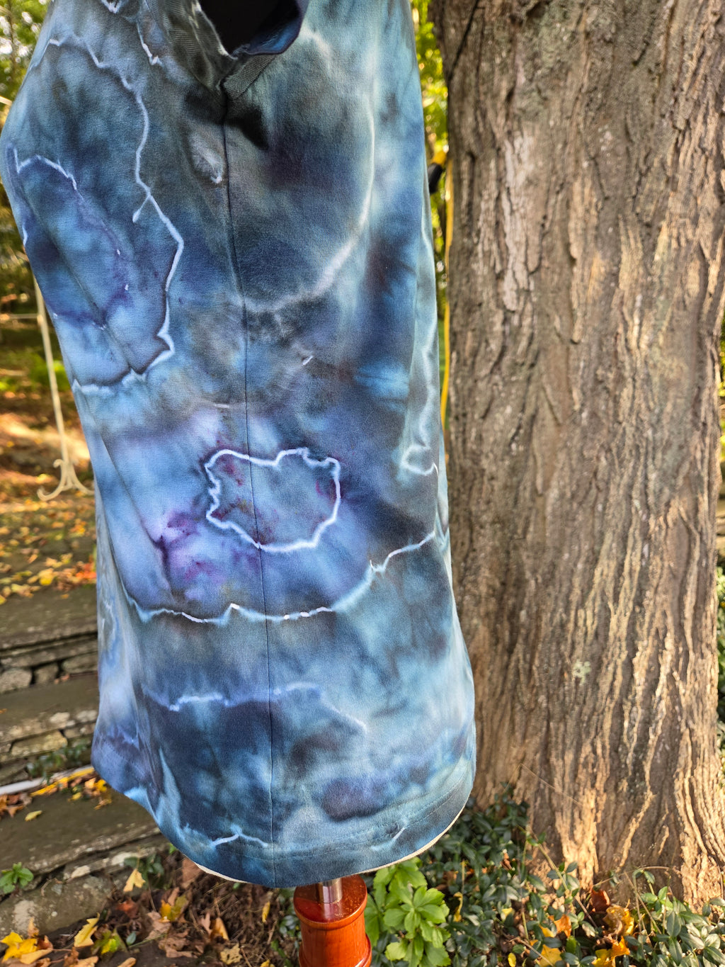 Ice-Dyed Women’s Small V-Neck T-Shirt — One of a Kind