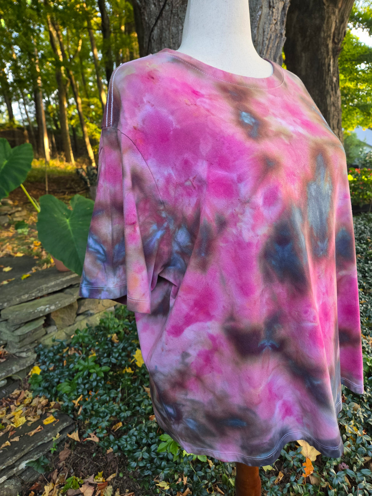 Ice-Dyed Women’s 3XL Boxy T-Shirt — Wide Crew Neck — One of a Kind