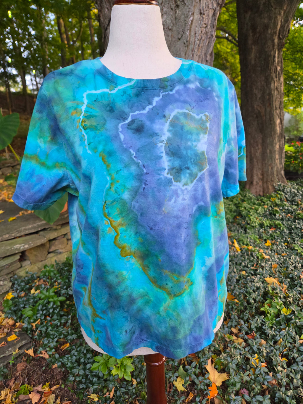Ice-Dyed Women’s Large T-Shirt — Garment-Dyed 100% Cotton — One of a Kind