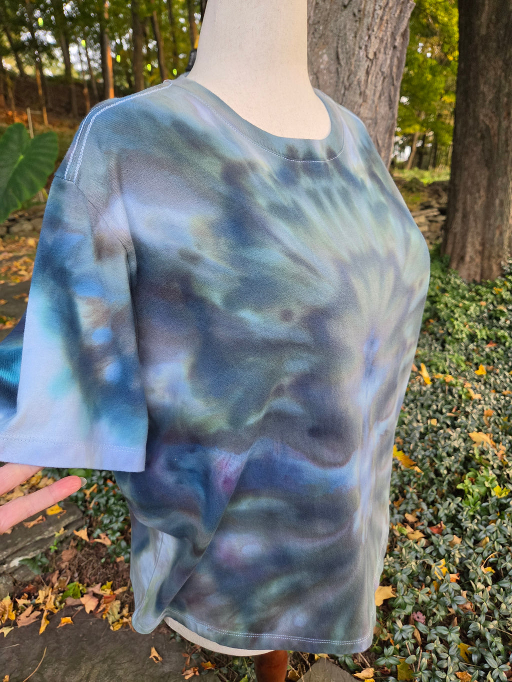 Ice-Dyed Women’s 2XL Boxy T-Shirt — Wide Crew Neck — One of a Kind
