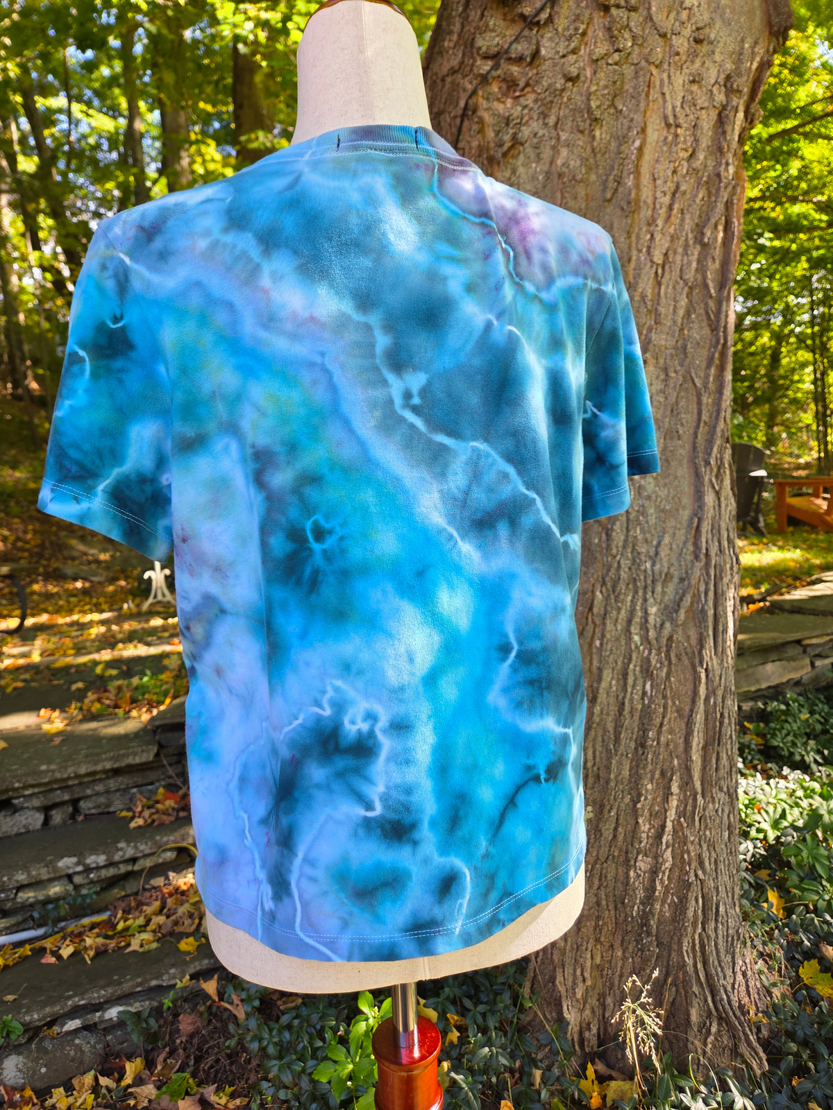 Ice-Dyed Women’s Medium Boxy T-Shirt — Wide Crew Neck — One of a Kind