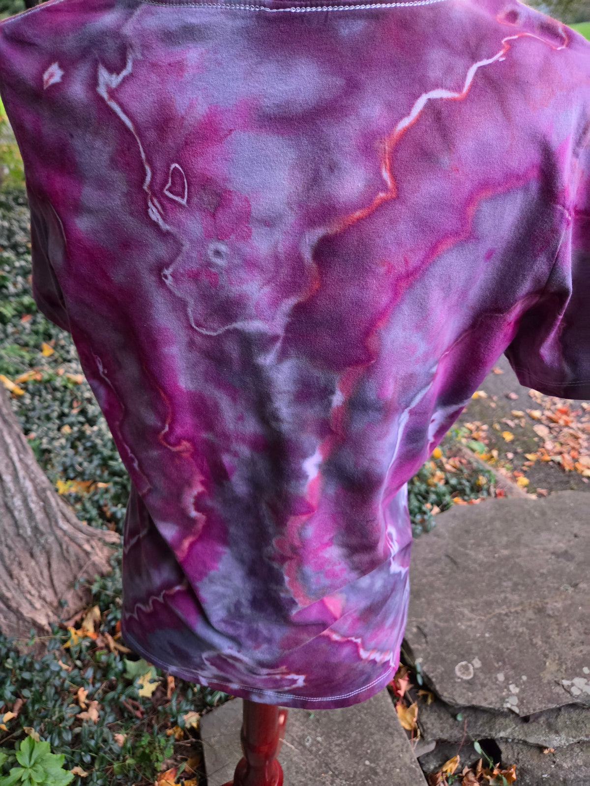 Ice-Dyed Women’s Medium V-Neck T-Shirt — Geode Collection — One of a Kind