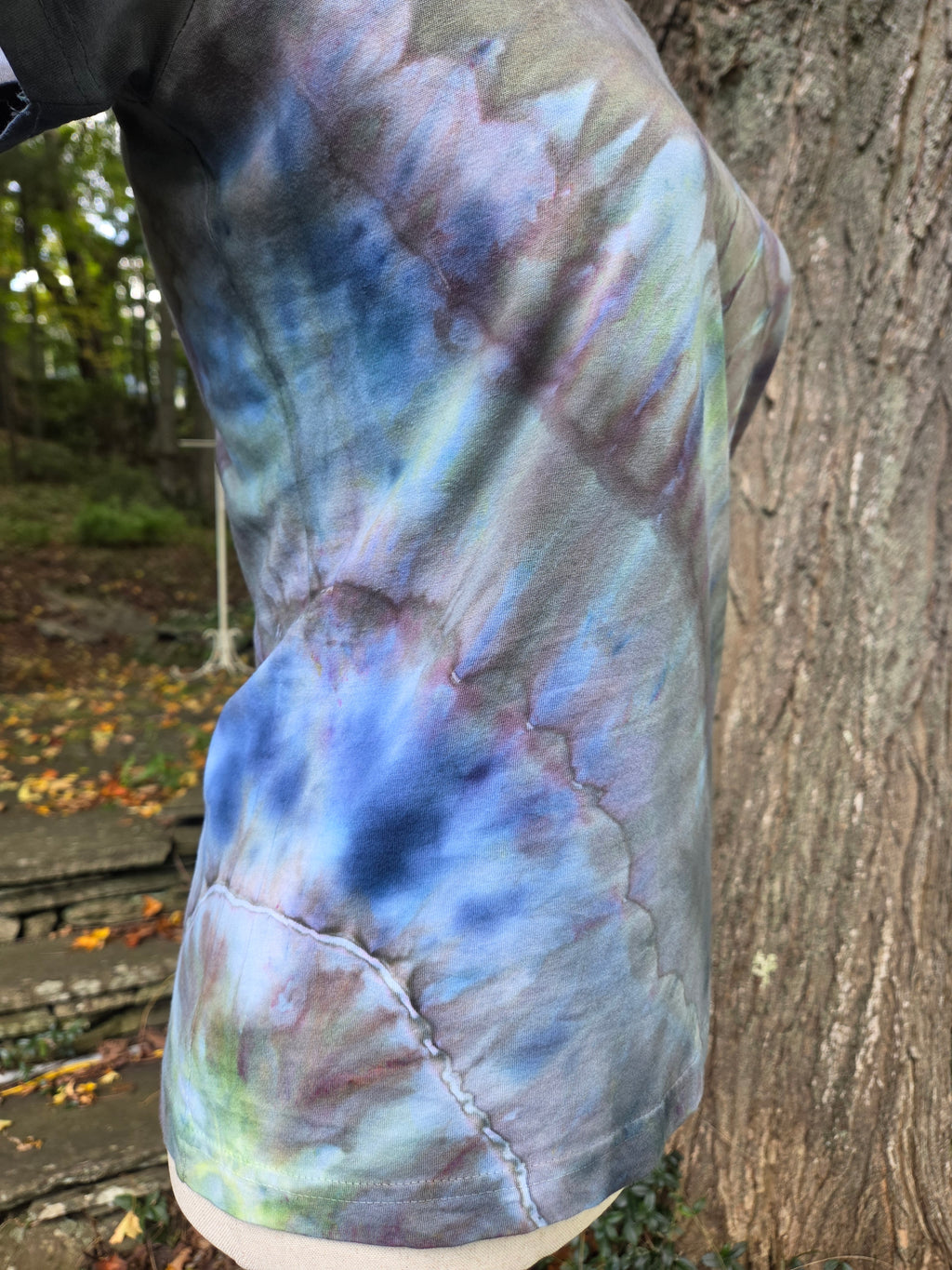 Ice-Dyed Women’s Small V-Neck T-Shirt — One of a Kind