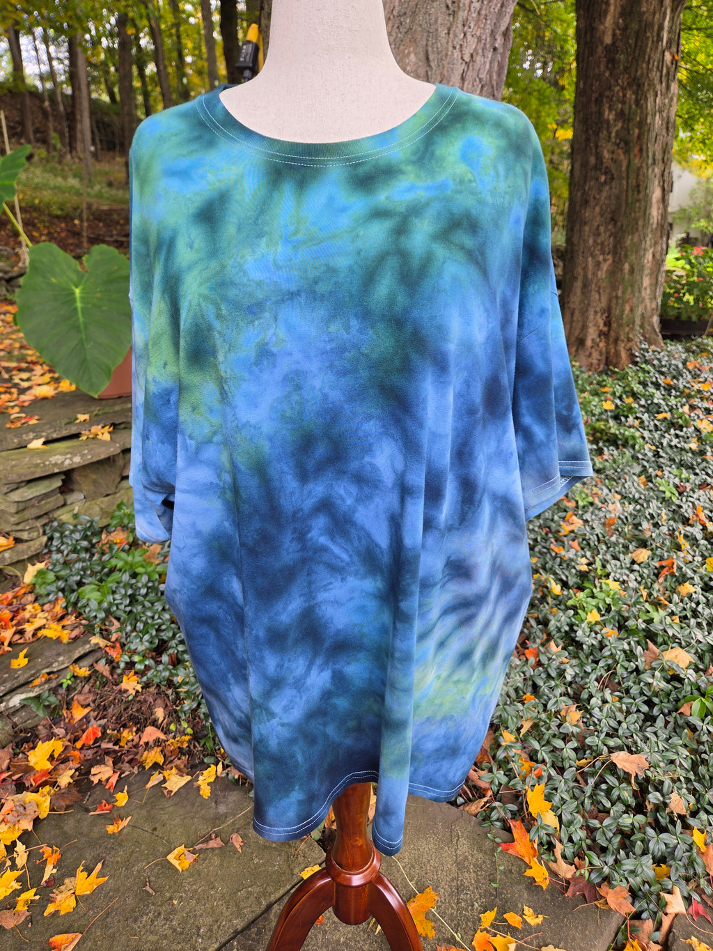 Ice-Dyed Unisex 3XL T-Shirt — Misty Evergreen — One of a Kind