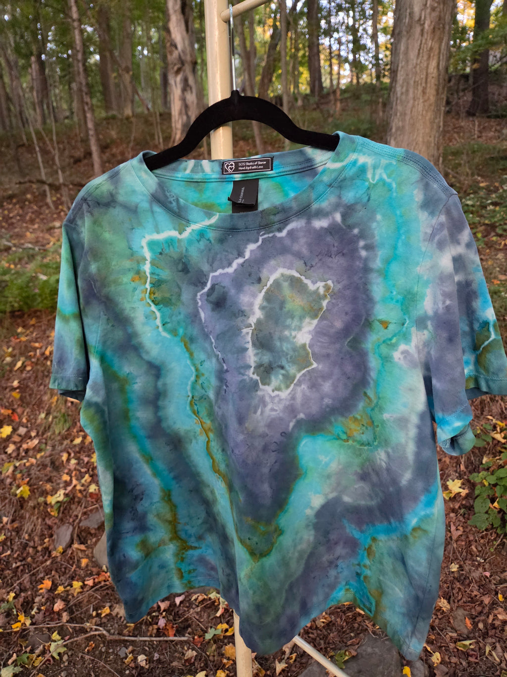 Ice-Dyed Women’s Large T-Shirt — Garment-Dyed 100% Cotton — One of a Kind