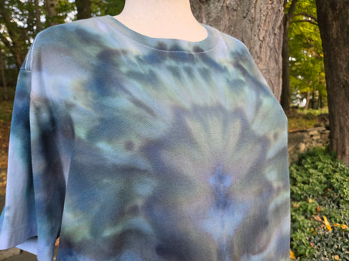 Ice-Dyed Women’s 2XL Boxy T-Shirt — Wide Crew Neck — One of a Kind