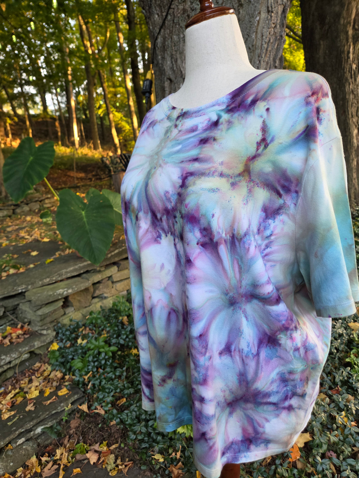 Ice-Dyed Women’s 3XL Boxy T-Shirt — Wide Crew Neck — One of a Kind