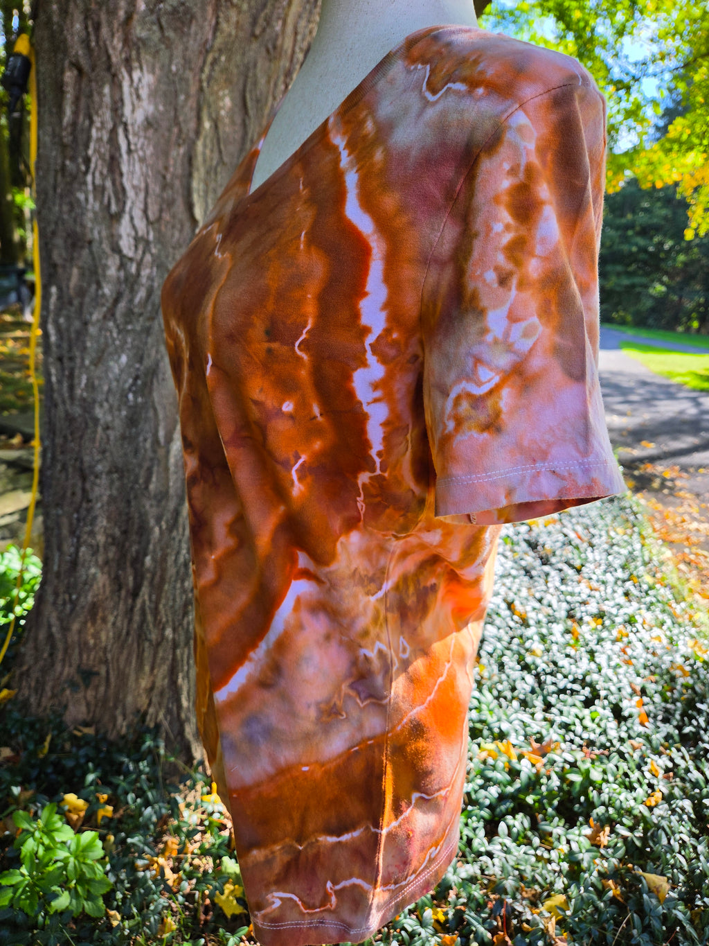 Ice-Dyed Women’s Medium V-Neck T-Shirt — One of a Kind