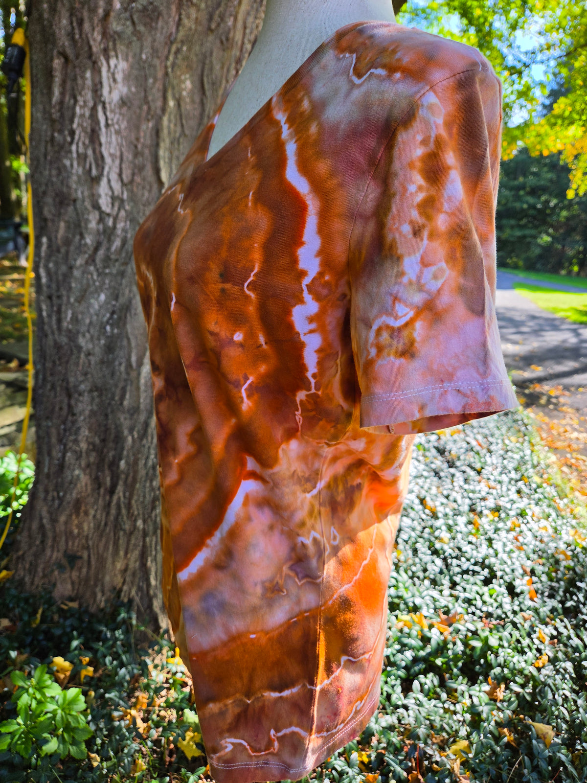 Ice-Dyed Women’s Medium V-Neck T-Shirt — One of a Kind