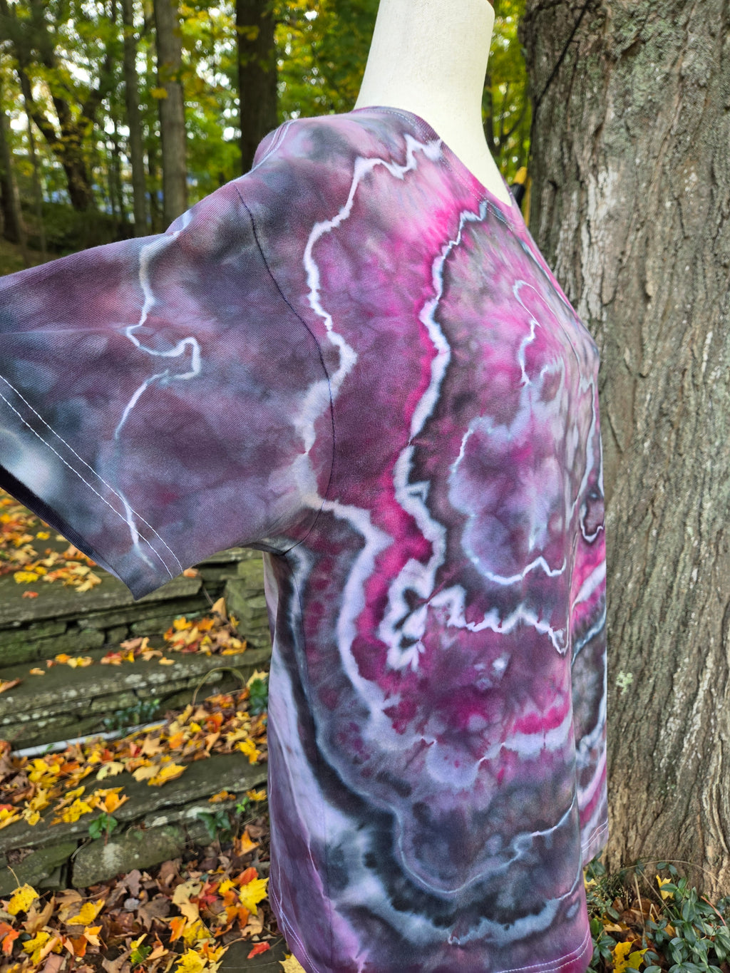 Ice-Dyed Unisex Relaxed Crew Neck T-Shirt — Stormy Rose — One of a Kind