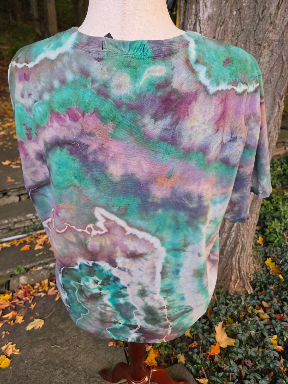 Ice-Dyed Women’s XL Boxy T-Shirt — Garment-Dyed 100% Cotton — One of a Kind