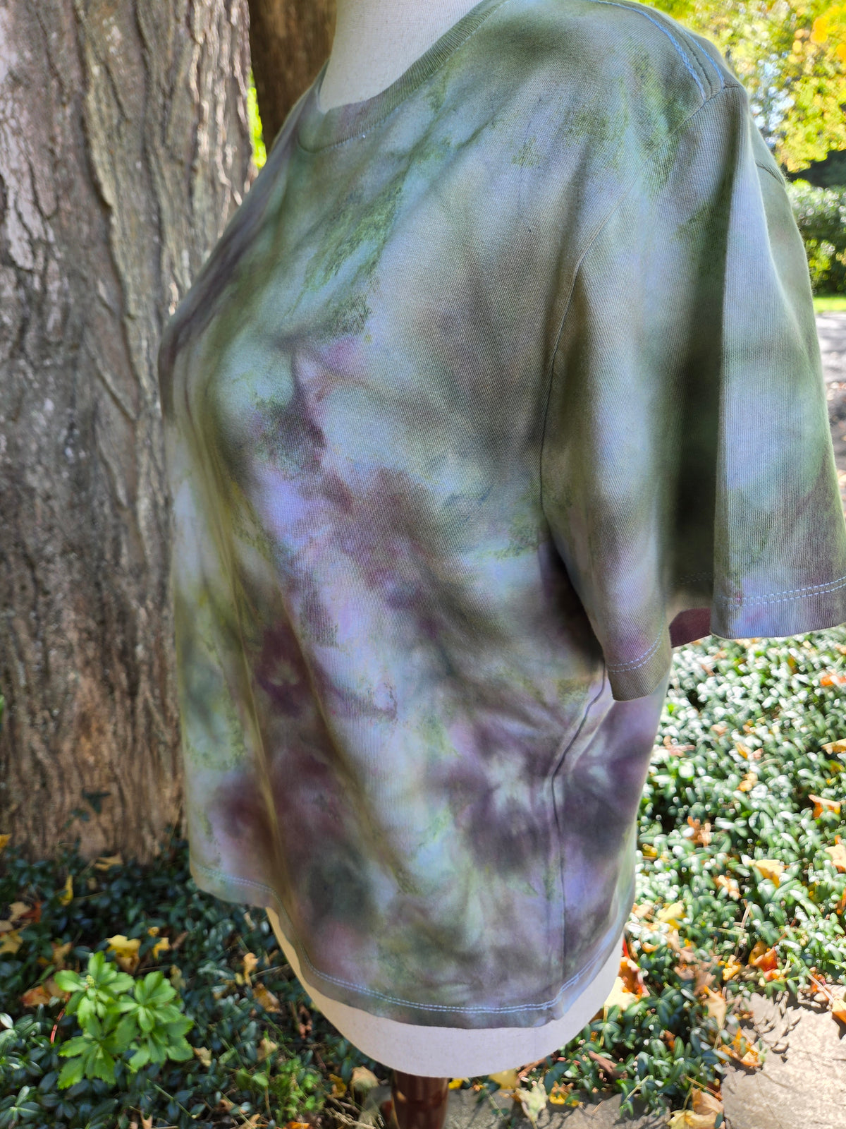Ice-Dyed Women’s Large Boxy T-Shirt — Wide Crew Neck — One of a Kind