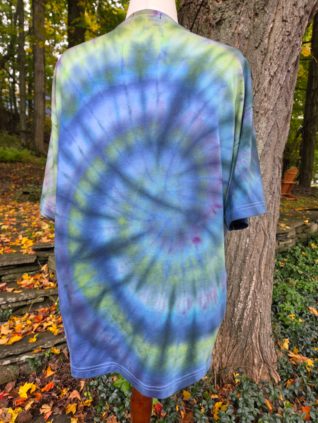 Ice-Dyed Unisex Extra Large T-Shirt — Spiral — One of a Kind