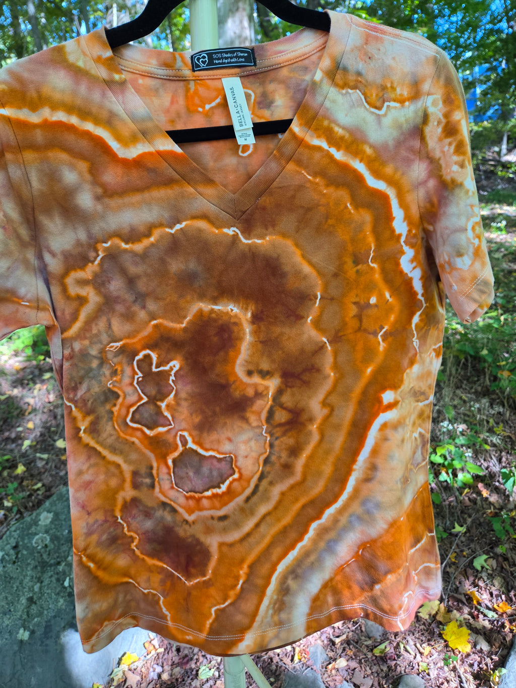 Ice-Dyed Women’s Medium V-Neck T-Shirt — One of a Kind