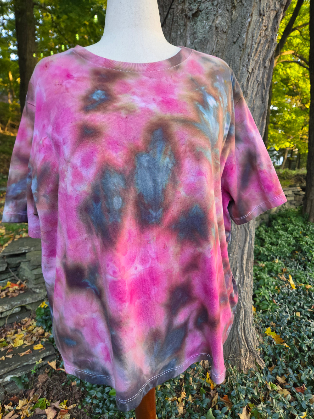Ice-Dyed Women’s 3XL Boxy T-Shirt — Wide Crew Neck — One of a Kind