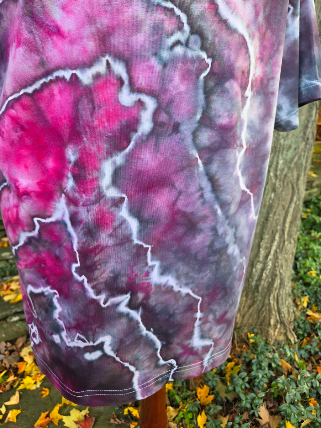 Ice-Dyed Unisex Relaxed Crew Neck T-Shirt — Stormy Rose — One of a Kind