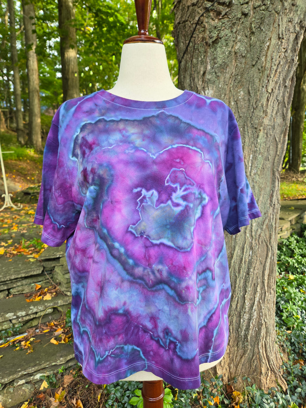 Ice-Dyed Women’s XLarge Boxy T-Shirt — Wide Crew Neck — One of a Kind