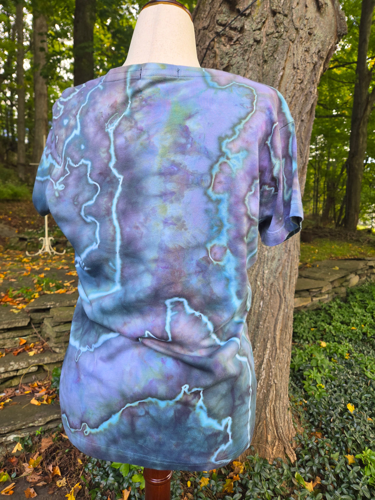 Ice-Dyed Women’s Large V-Neck T-Shirt — One of a Kind