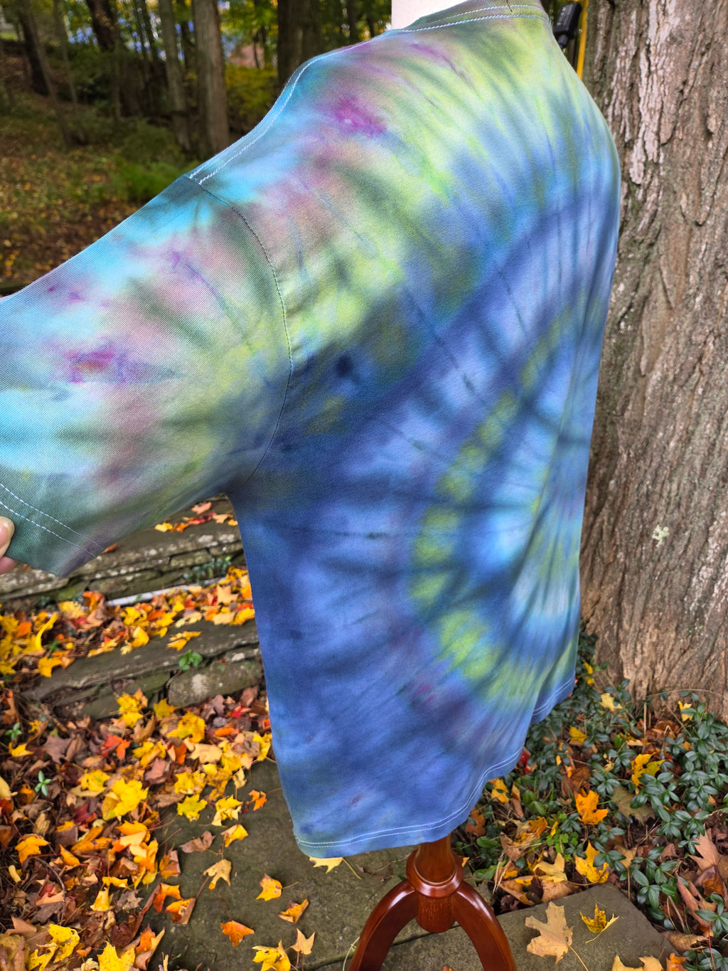 Ice-Dyed Unisex Extra Large T-Shirt — Spiral — One of a Kind
