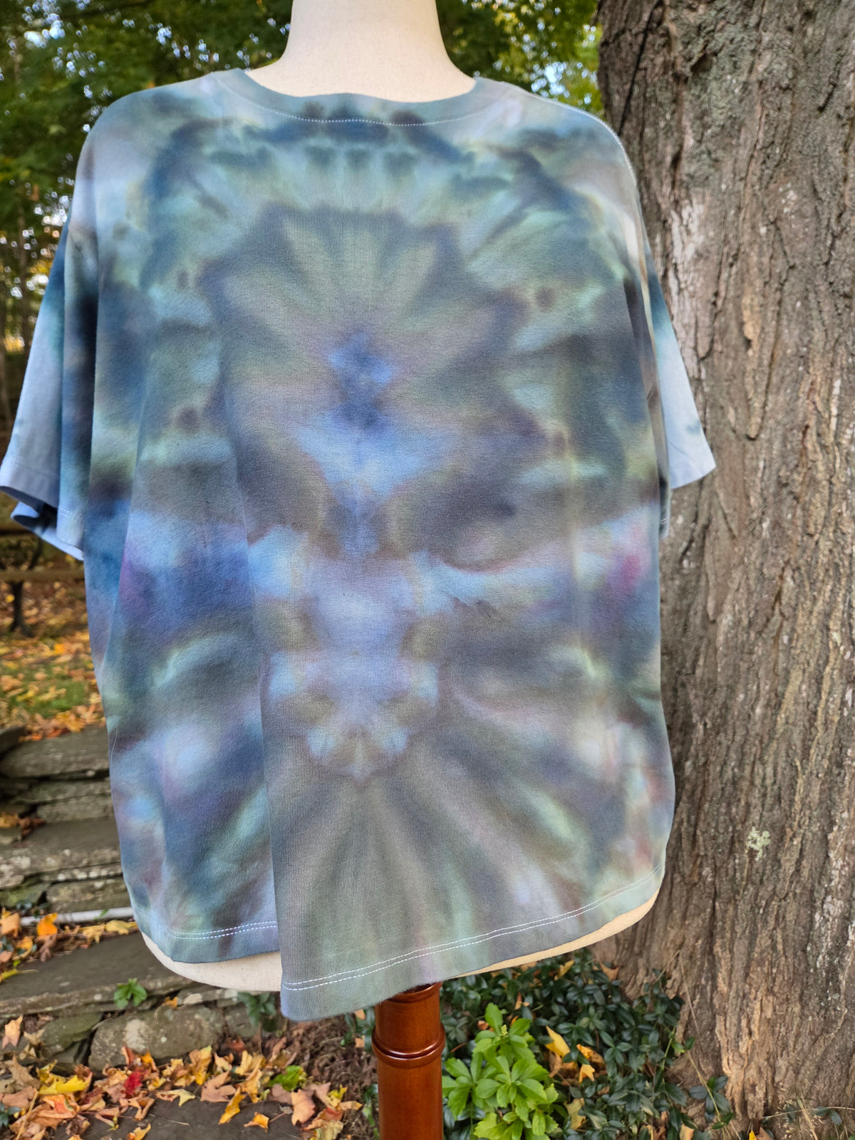 Ice-Dyed Women’s 2XL Boxy T-Shirt — Wide Crew Neck — One of a Kind