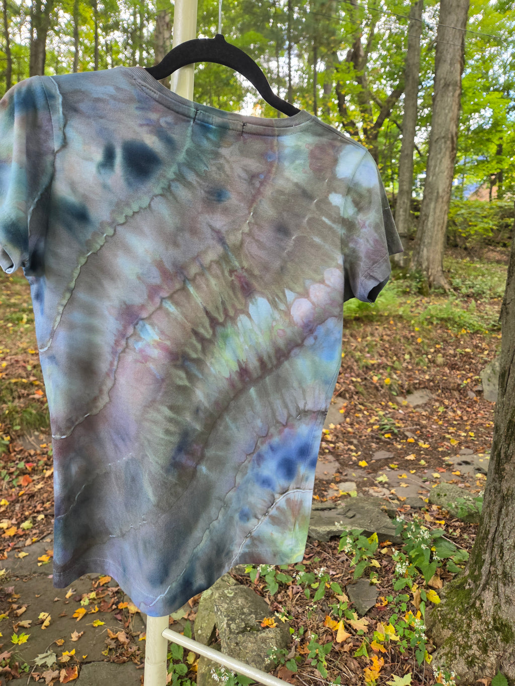 Ice-Dyed Women’s Small V-Neck T-Shirt — One of a Kind