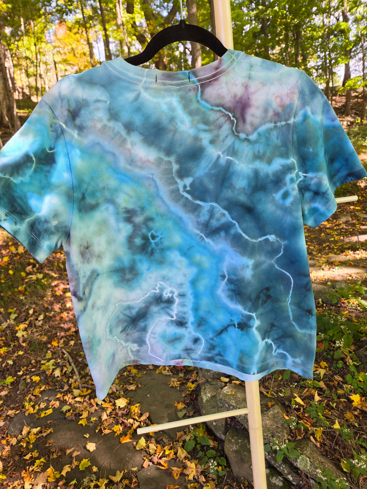 Ice-Dyed Women’s Medium Boxy T-Shirt — Wide Crew Neck — One of a Kind