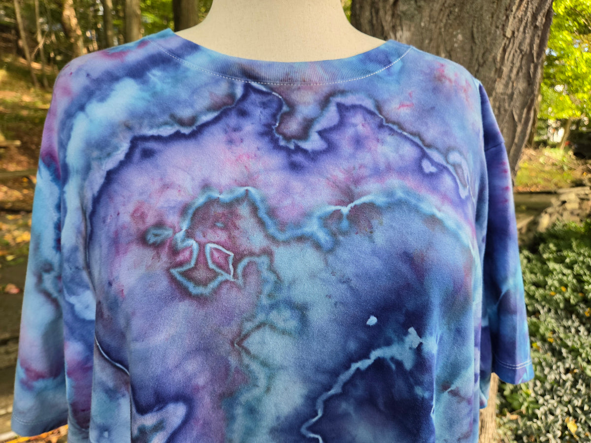 Ice-Dyed Women’s 3XL Boxy T-Shirt — Wide Crew Neck — One of a Kind
