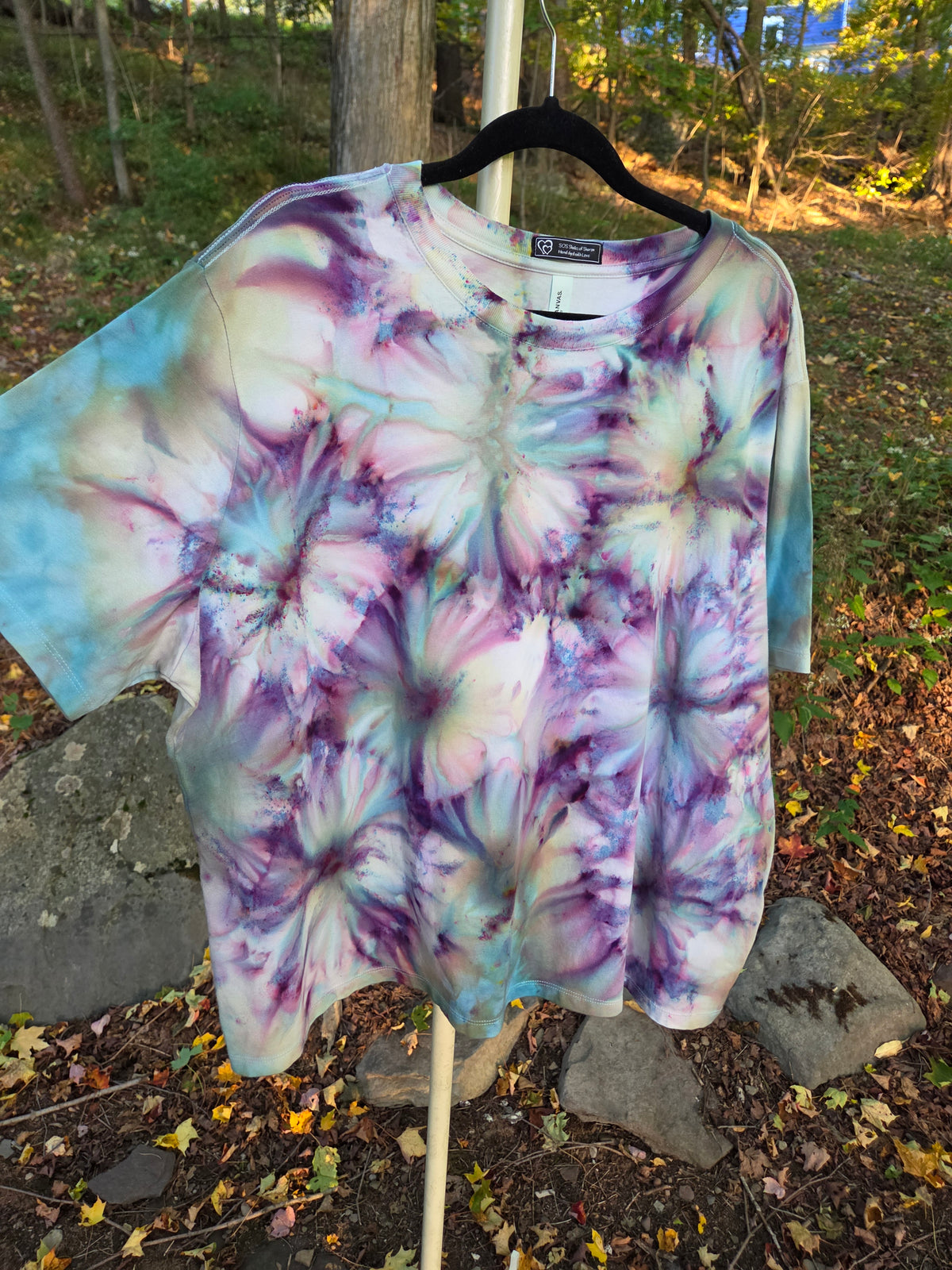 Ice-Dyed Women’s 3XL Boxy T-Shirt — Wide Crew Neck — One of a Kind