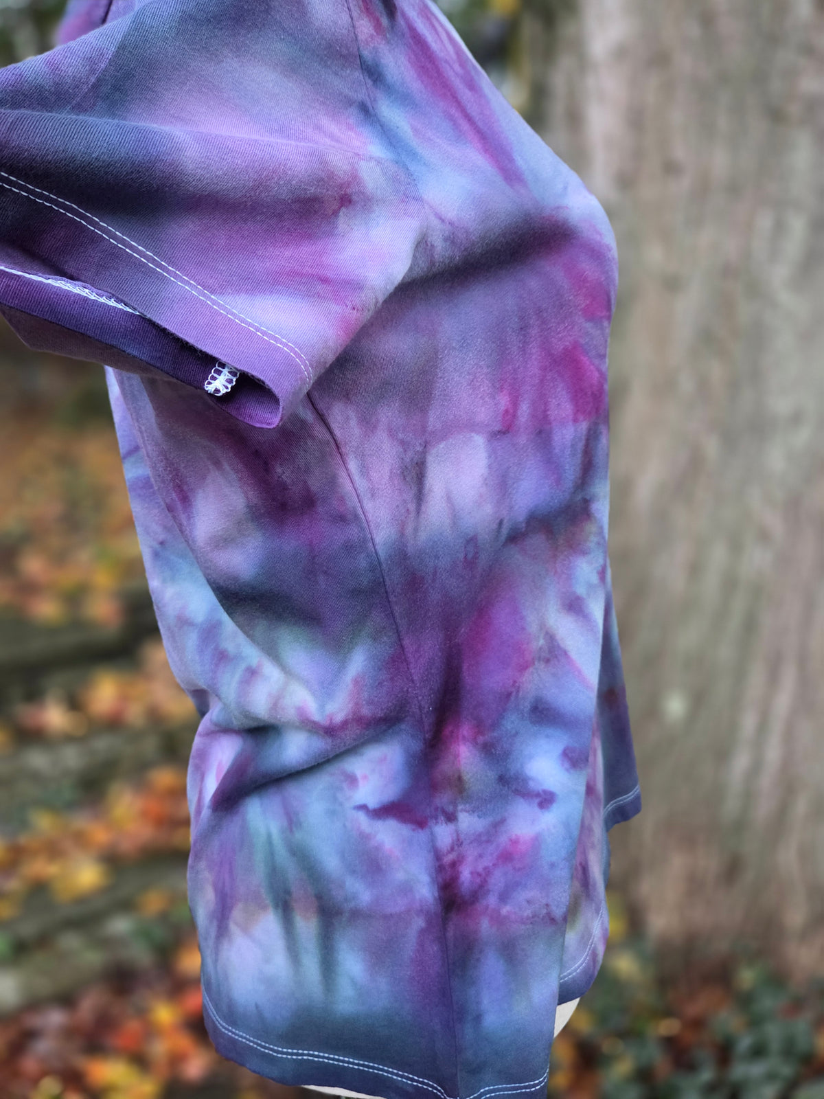 Ice-Dyed Women’s Large V-Neck T-Shirt — Bloom Collection — One of a Kind