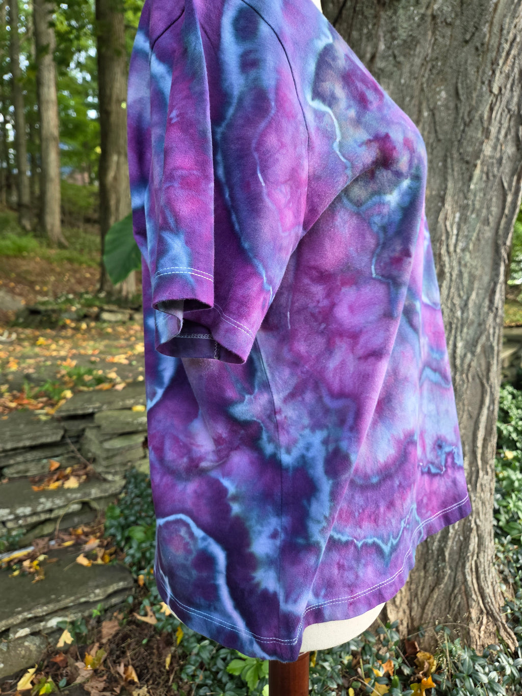 Ice-Dyed Women’s XLarge Boxy T-Shirt — Wide Crew Neck — One of a Kind