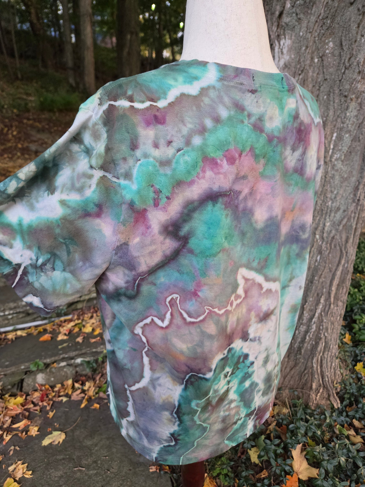 Ice-Dyed Women’s XL Boxy T-Shirt — Garment-Dyed 100% Cotton — One of a Kind