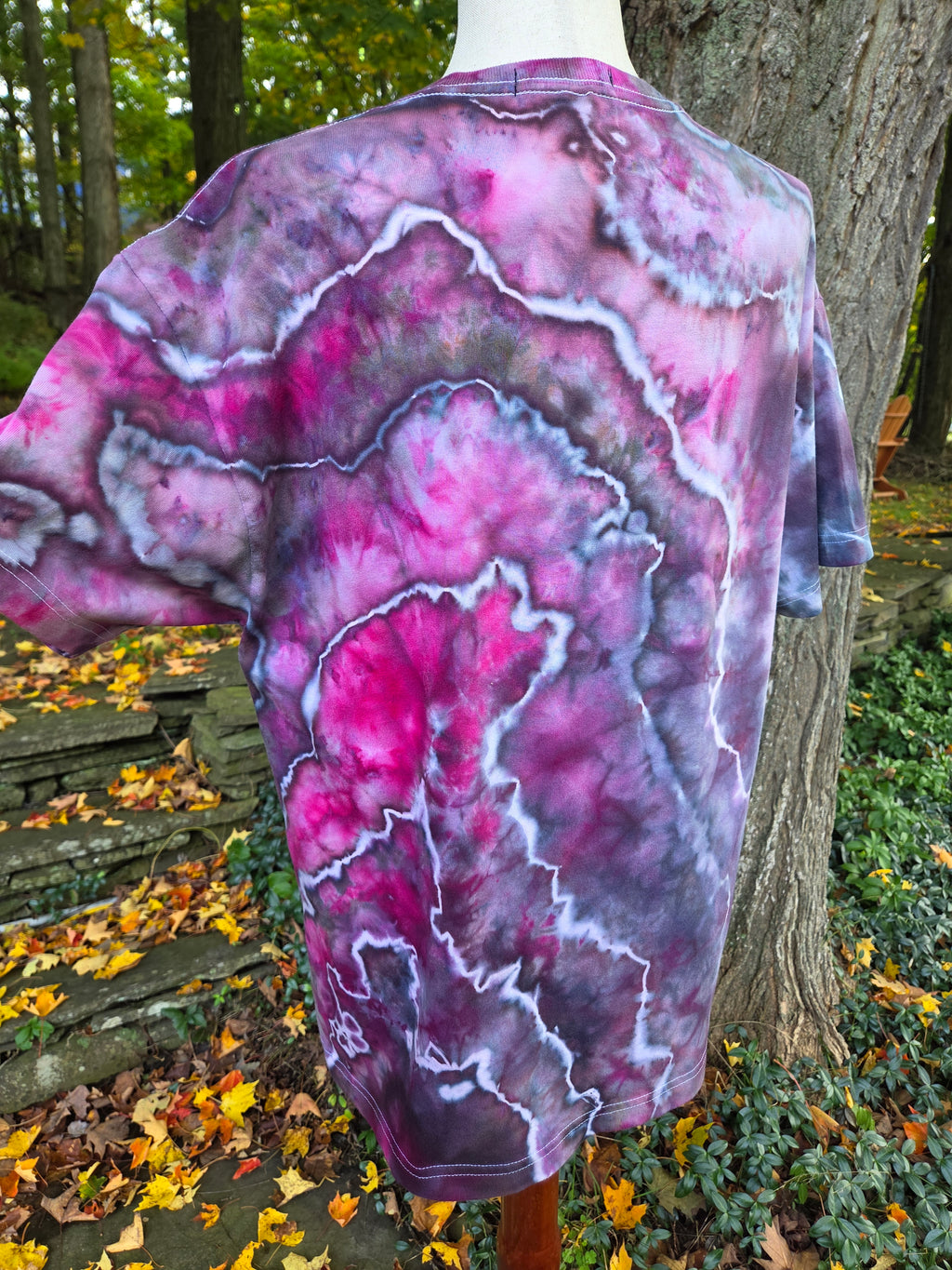 Ice-Dyed Unisex Relaxed Crew Neck T-Shirt — Stormy Rose — One of a Kind