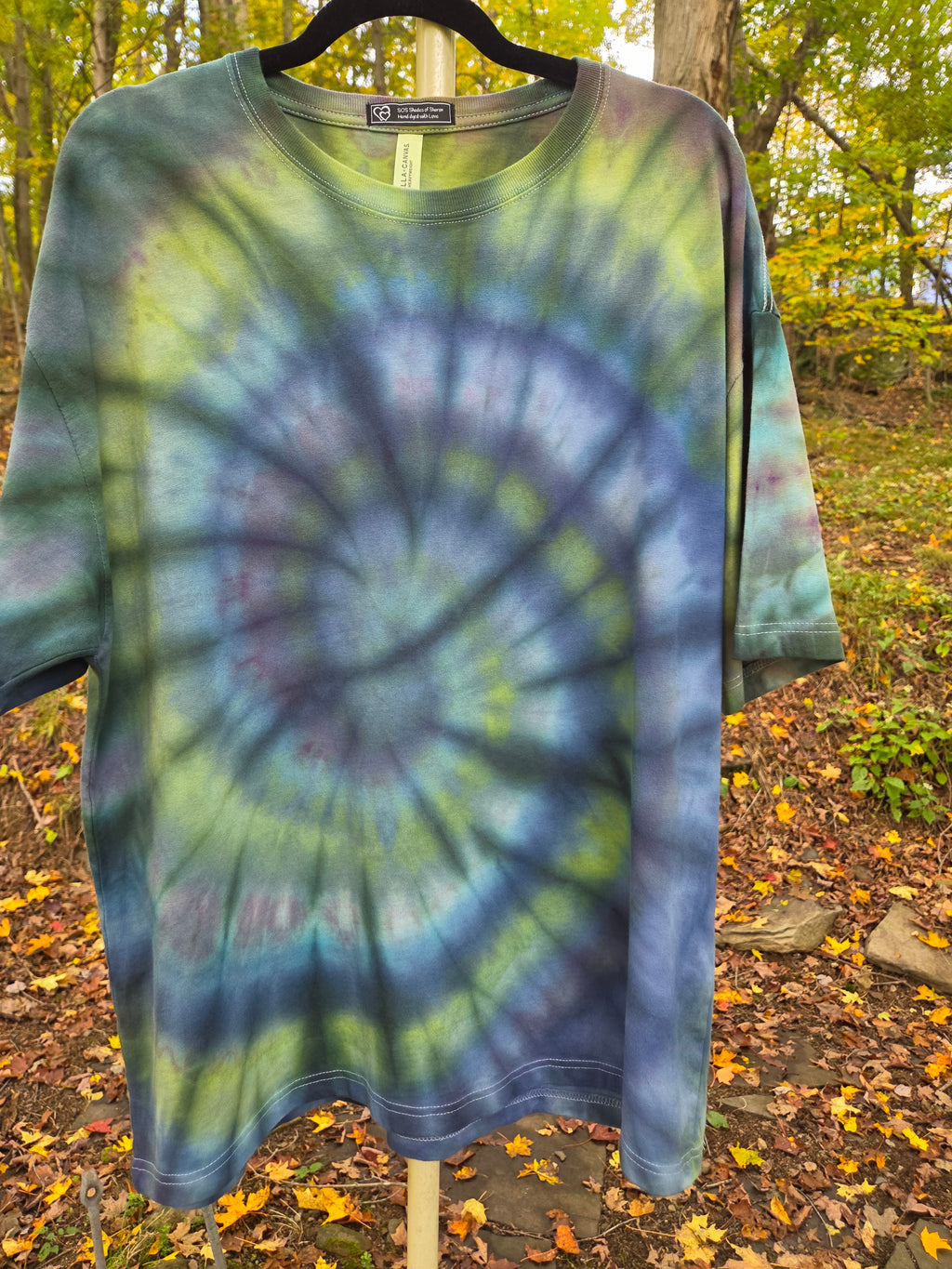 Ice-Dyed Unisex Extra Large T-Shirt — Spiral — One of a Kind