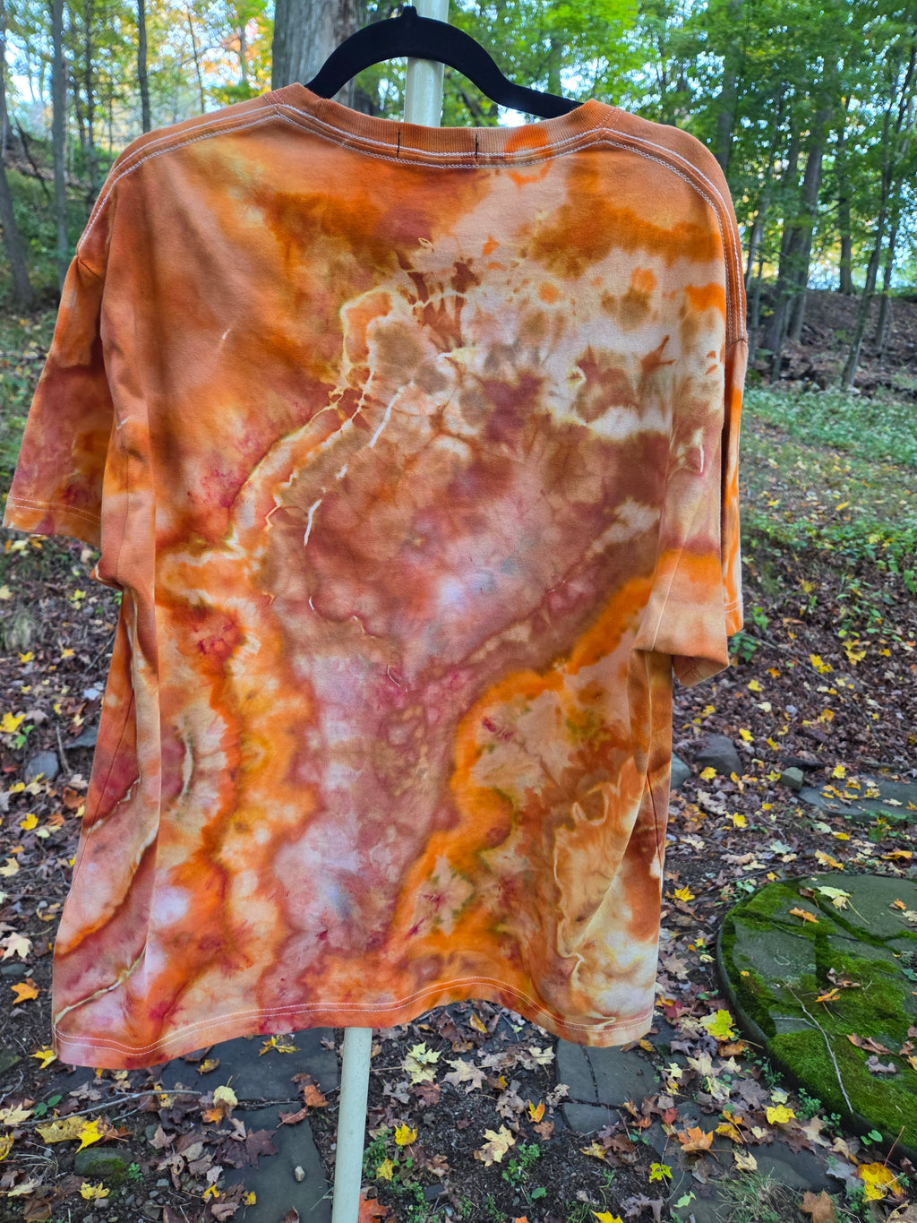 Ice-Dyed Unisex Relaxed Crew Neck T-Shirt — Autumn Ember — One of a Kind