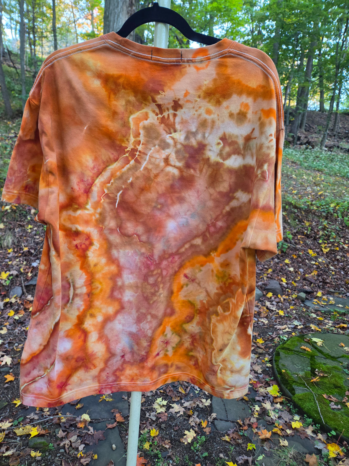 Ice-Dyed Unisex Relaxed Crew Neck T-Shirt — Autumn Ember — One of a Kind